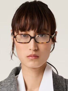 Miu Miu Women Eyeglasses Havana Clear Rectangle MU11ZS 14L08N NEW AUTHENTIC